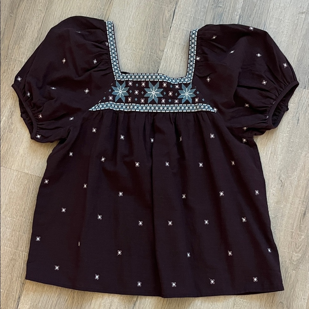 Madewell Black Embroidered Blouse